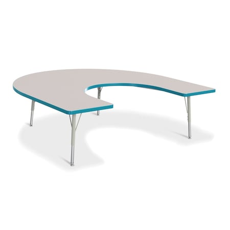 Jonti-Craft Berries Horseshoe Activity Table, 66 in. x 60 in., E-height, Freckled Gray/Teal/Gray 6445JCE005